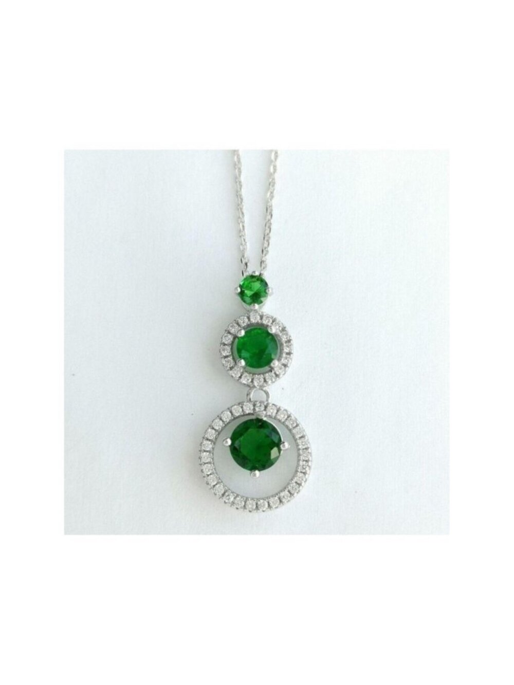 Lab Created Emerald CZ Sterling Silver Pendant Necklace 🆕